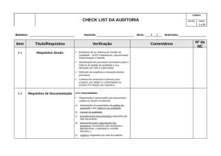 Check-list  - Auditoria Qualidade, Meio Ambiente e Segurança.doc